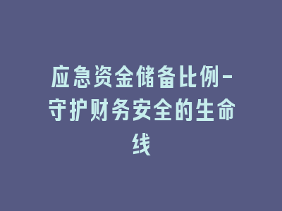 应急资金储备比例-守护财务安全的生命线