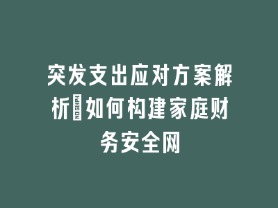 突发支出应对方案解析_如何构建家庭财务安全网