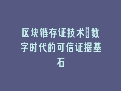 区块链存证技术：数字时代的可信证据基石