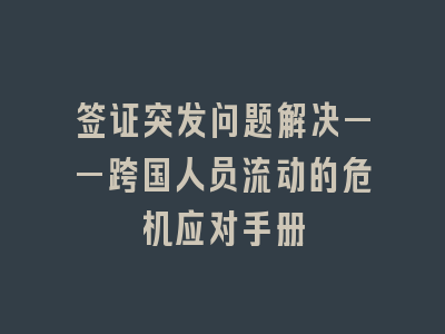 签证突发问题解决——跨国人员流动的危机应对手册