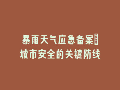 暴雨天气应急备案：城市安全的关键防线