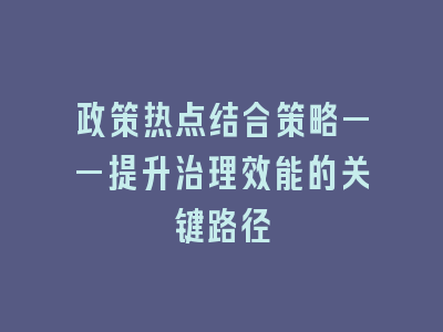 政策热点结合策略——提升治理效能的关键路径