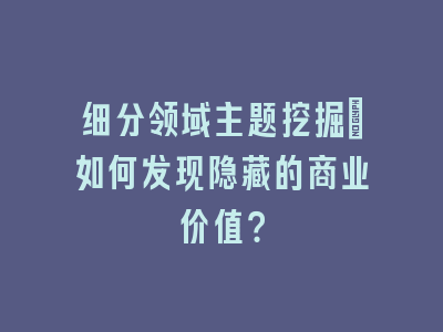 细分领域主题挖掘：如何发现隐藏的商业价值？