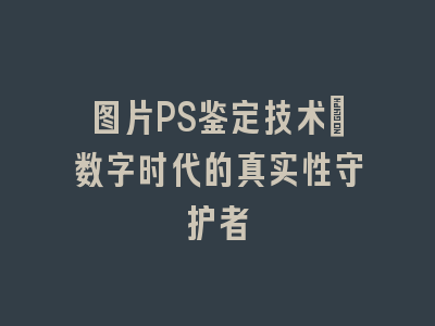 图片PS鉴定技术：数字时代的真实性守护者