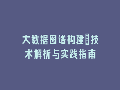大数据图谱构建：技术解析与实践指南