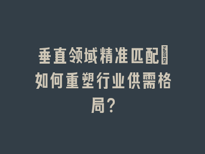 垂直领域精准匹配_如何重塑行业供需格局？