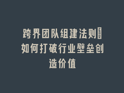 跨界团队组建法则：如何打破行业壁垒创造价值