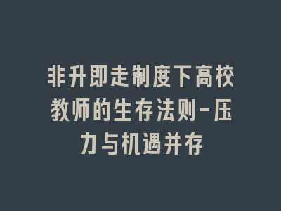 非升即走制度下高校教师的生存法则-压力与机遇并存