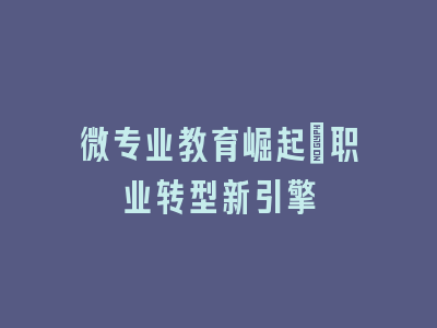 微专业教育崛起：职业转型新引擎