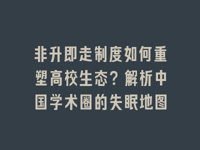 非升即走制度如何重塑高校生态？解析中国学术圈的失眠地图