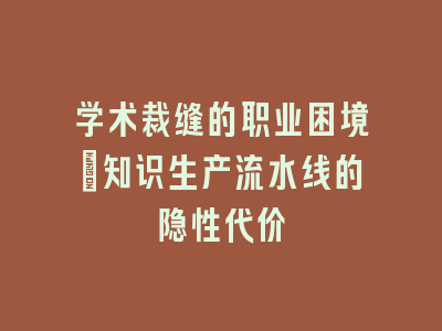 学术裁缝的职业困境：知识生产流水线的隐性代价