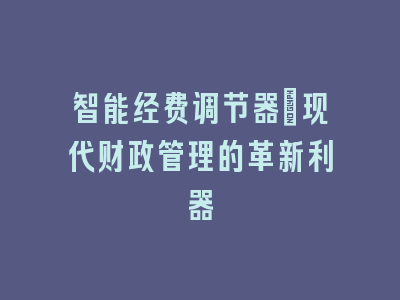 智能经费调节器：现代财政管理的革新利器