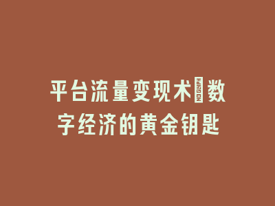 平台流量变现术：数字经济的黄金钥匙