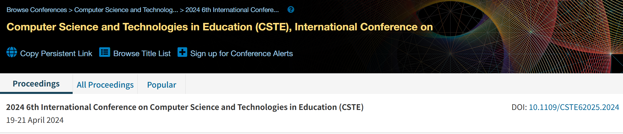 2026年第八届计算机科学与技术在教育中的应用国际会议 (CSTE 2026)
