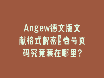 Angew德文版文献格式解密：卷号页码究竟藏在哪里？