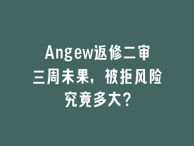 Angew返修二审三周未果，被拒风险究竟多大？