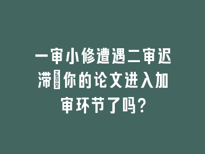 一审小修遭遇二审迟滞｜你的论文进入加审环节了吗？