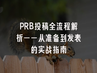 PRB投稿全流程解析——从准备到发表的实战指南