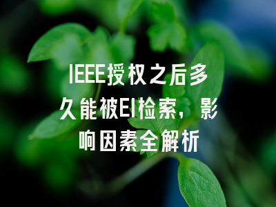 IEEE授权之后多久能被EI检索，影响因素全解析