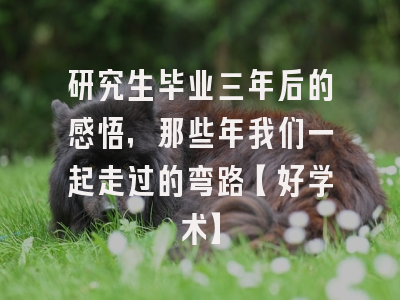 研究生毕业三年后的感悟，那些年我们一起走过的弯路【好学术】