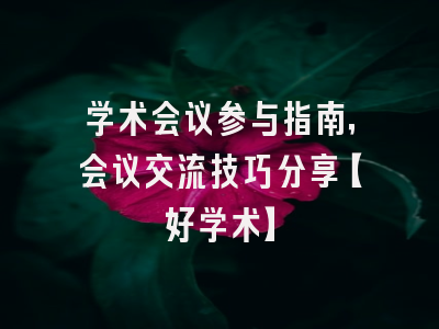 学术会议参与指南，会议交流技巧分享【好学术】