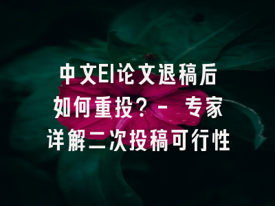 中文EI论文退稿后如何重投？- 专家详解二次投稿可行性