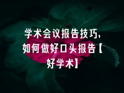 学术会议报告技巧，如何做好口头报告【好学术】