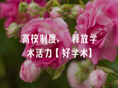 高校制度, 释放学术活力【好学术】