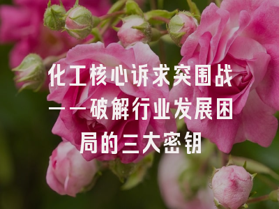 化工核心诉求突围战——破解行业发展困局的三大密钥