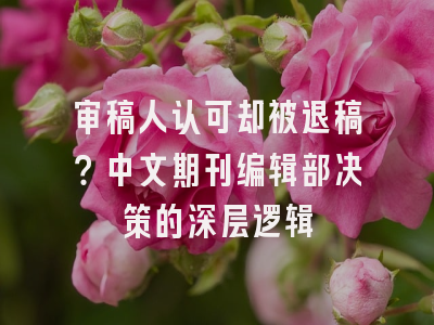 审稿人认可却被退稿？中文期刊编辑部决策的深层逻辑
