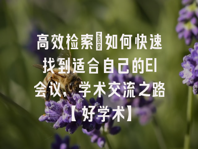 高效检索：如何快速找到适合自己的EI会议，学术交流之路【好学术】