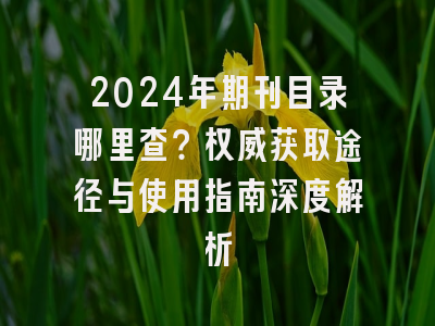 2024年期刊目录哪里查？权威获取途径与使用指南深度解析