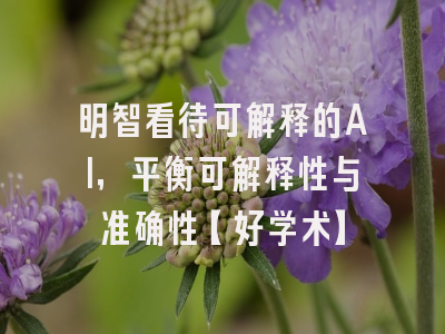 明智看待可解释的AI，平衡可解释性与准确性【好学术】