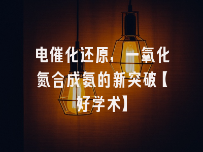 电催化还原，一氧化氮合成氨的新突破【好学术】