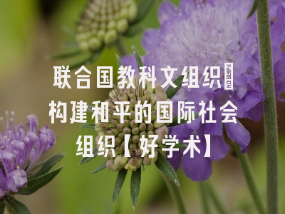 联合国教科文组织：构建和平的国际社会组织【好学术】