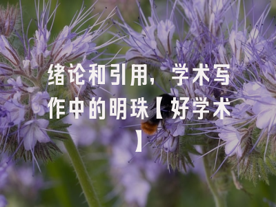 绪论和引用，学术写作中的明珠【好学术】