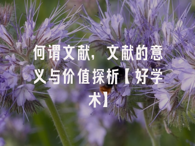 何谓文献，文献的意义与价值探析【好学术】