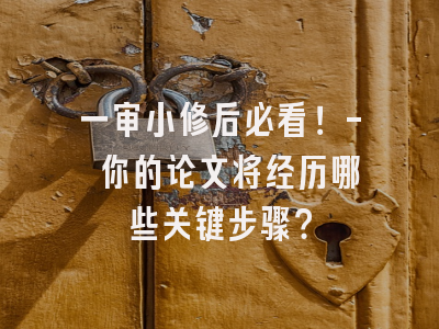 一审小修后必看！- 你的论文将经历哪些关键步骤？