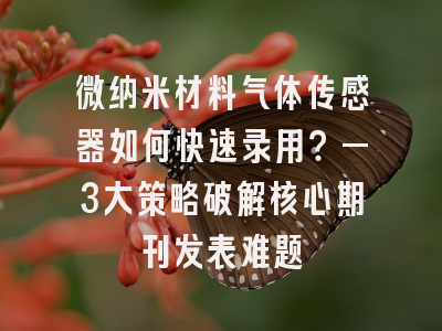 微纳米材料气体传感器如何快速录用？—3大策略破解核心期刊发表难题