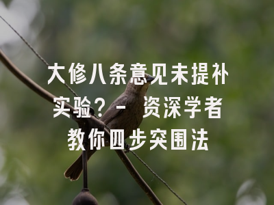 大修八条意见未提补实验？- 资深学者教你四步突围法