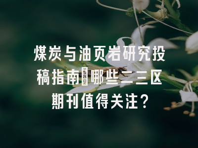 煤炭与油页岩研究投稿指南：哪些二三区期刊值得关注？