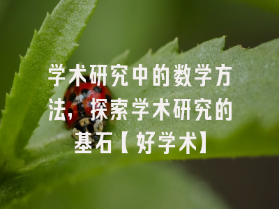 学术研究中的数学方法，探索学术研究的基石【好学术】