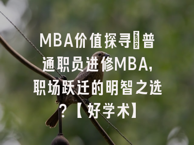 MBA价值探寻：普通职员进修MBA，职场跃迁的明智之选？【好学术】