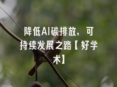 降低AI碳排放，可持续发展之路【好学术】