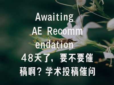 Awaiting AE Recommendation 48天了，要不要催稿啊？学术投稿催问全指南