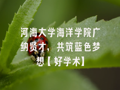 河海大学海洋学院广纳贤才，共筑蓝色梦想【好学术】