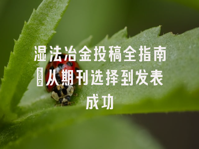 湿法冶金投稿全指南：从期刊选择到发表成功