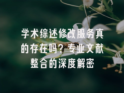 学术综述修改服务真的存在吗？专业文献整合的深度解密