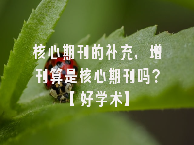 核心期刊的补充，增刊算是核心期刊吗？【好学术】