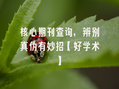 核心期刊查询，辨别真伪有妙招【好学术】